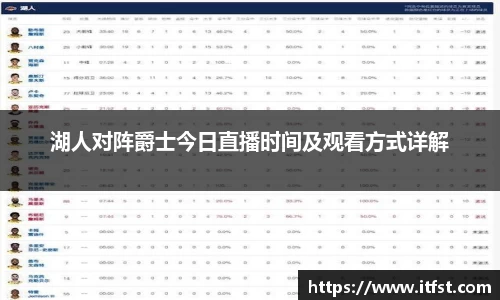 湖人对阵爵士今日直播时间及观看方式详解